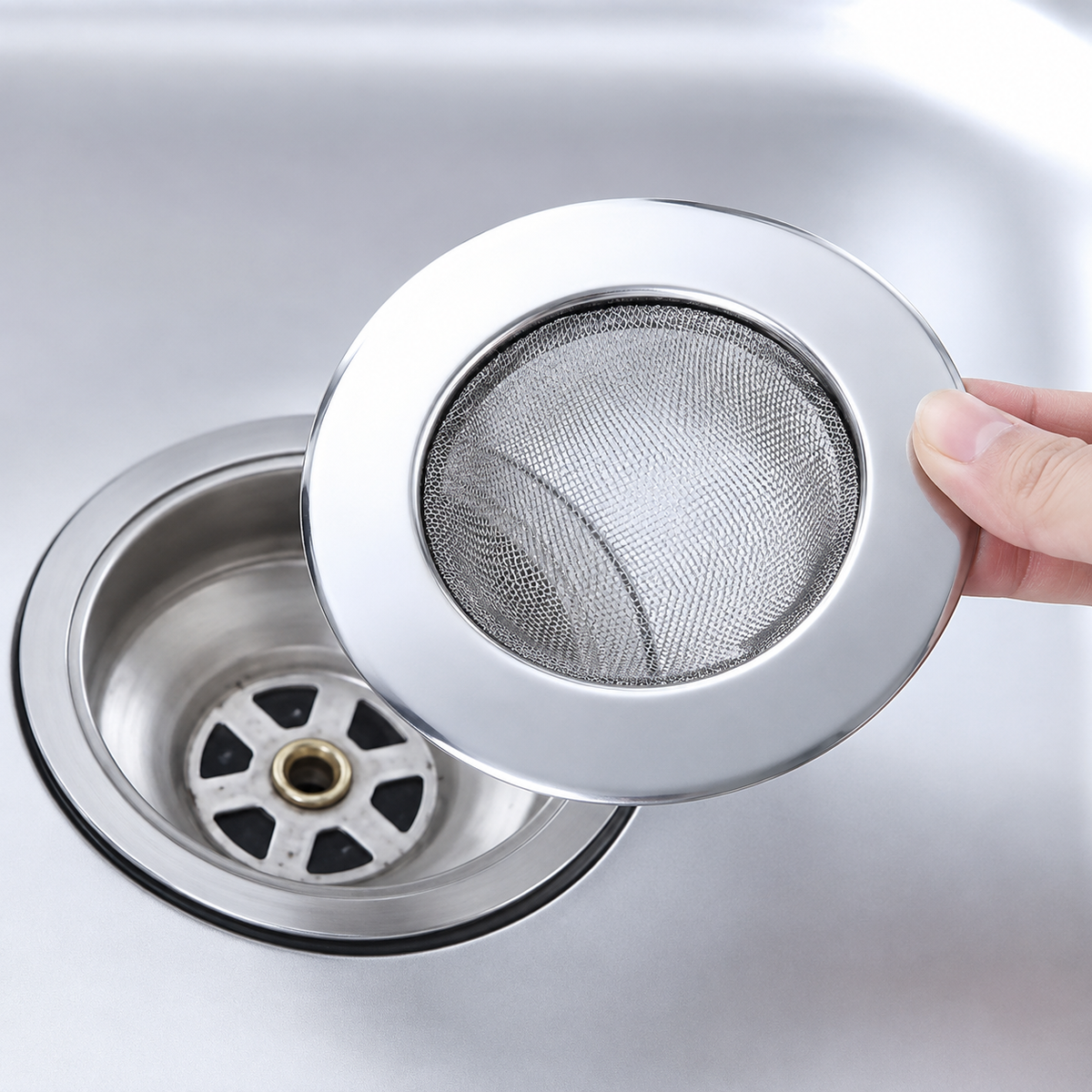 Fine-Mesh Stainless Steel Sink Strainer — No More Clogged Drains