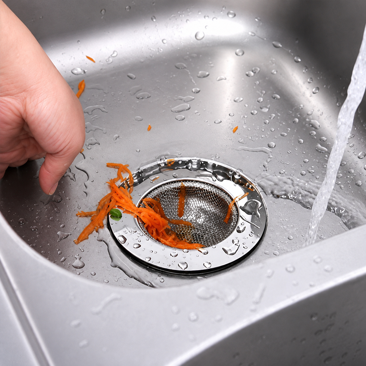 Fine-Mesh Stainless Steel Sink Strainer — No More Clogged Drains