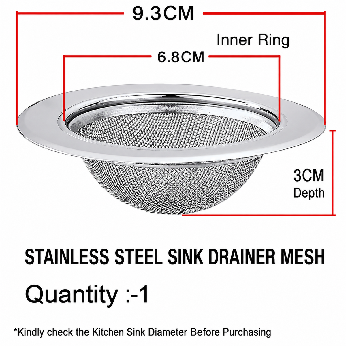 Fine-Mesh Stainless Steel Sink Strainer — No More Clogged Drains