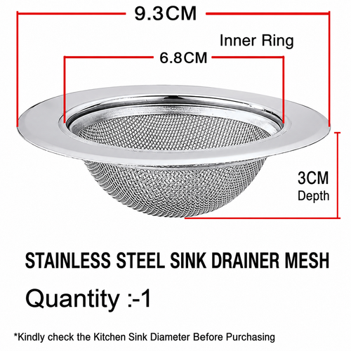 Fine-Mesh Stainless Steel Sink Strainer — No More Clogged Drains