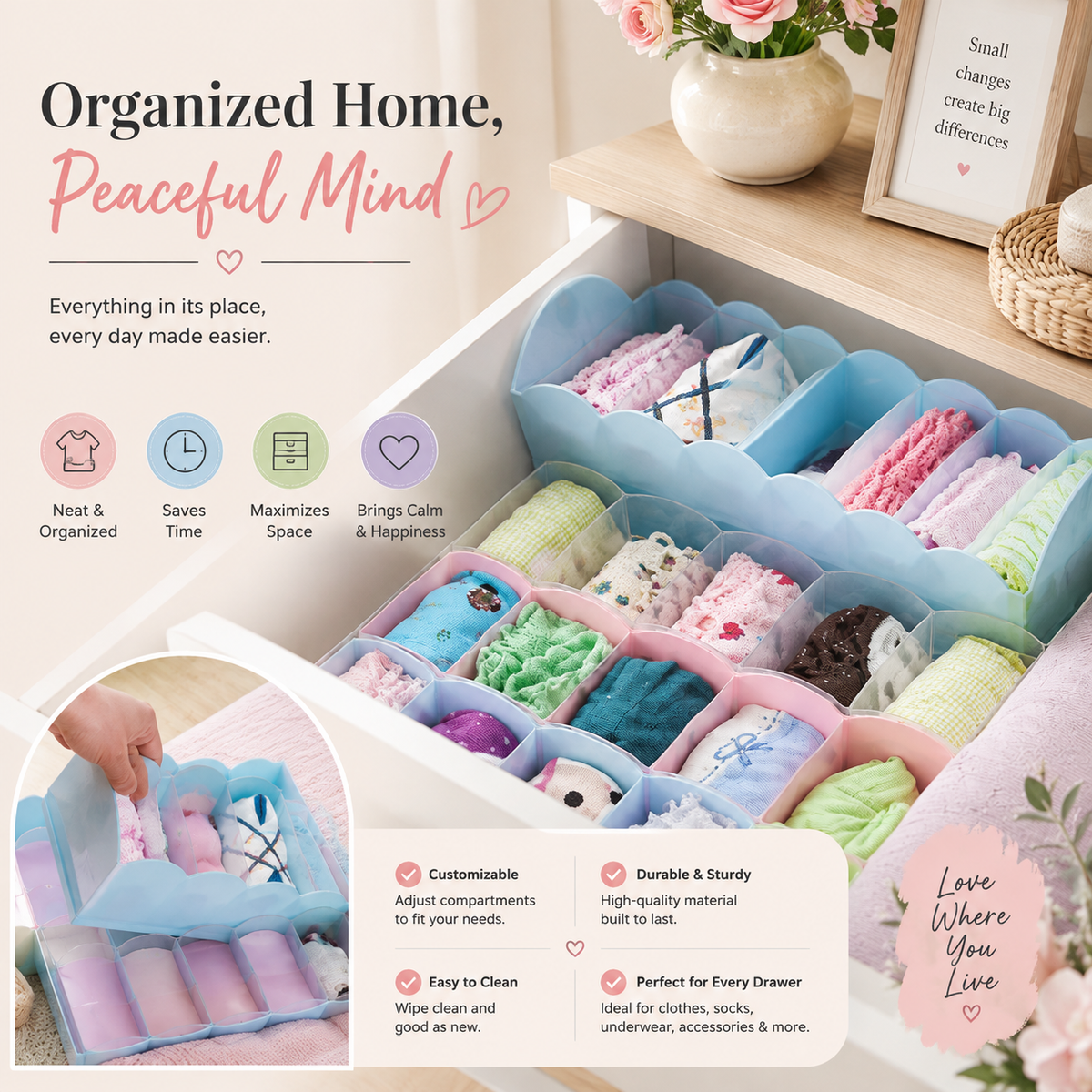 Wardrobe Organiser Set of 4 — Finally, a Drawer That Stays Tidy